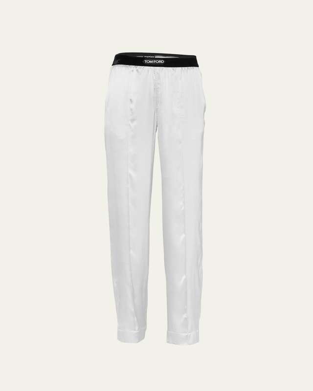 Logo-Banded Silk PJ Pants